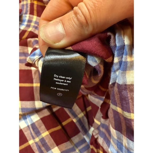 Rag & Bone Plaid Shirt Ruffle Neck Accordion Pleated Back Preppy | Womens Medium - Picture 11 of 14